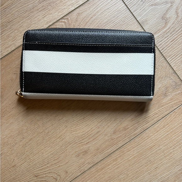 kate spade Black and White Stripe Zip Wallet with Gold Plaque - Picture 3 of 3